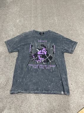 SWIXXZ Graphic T Shirt Mens M Acid Wash Cherub Angel Goth Grunge Y2K Vampire Emo